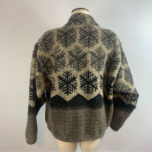 VTG 90’s Kanata Fleece Fair Isle Jacket Medium Full Zip Ski Snowflake Pockets - Picture 5 of 7